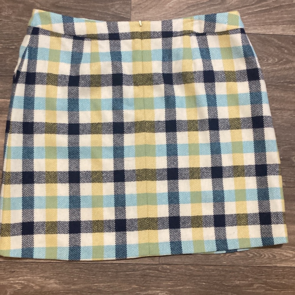 Womens Boden British Tweed Yellow Blue Plaid Skirt Size 12 - Picture 9 of 11